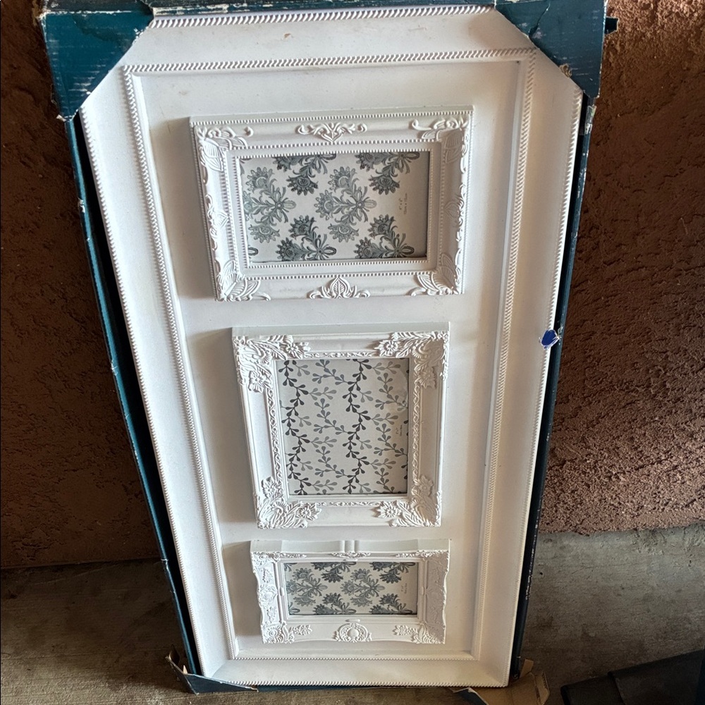 White Decorative Wall Panel with Ornate Frame Design - Unbranded